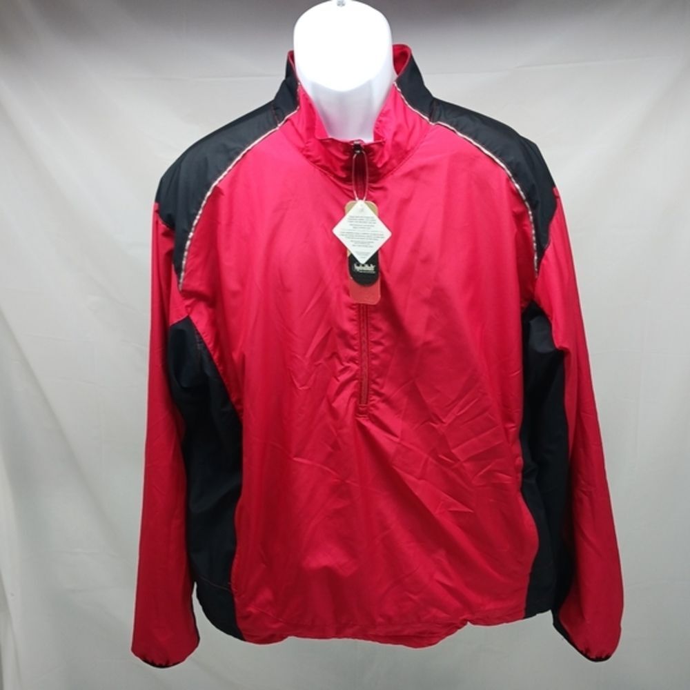 Windbreaker Jacket Mens L Red Black  Half Zip Lightweight Retro NEW WITH TAGS